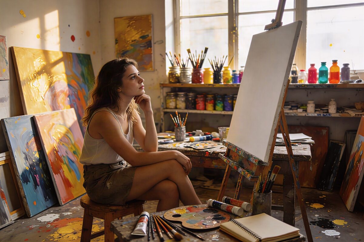 AI Art - Woman Artist in a Studio