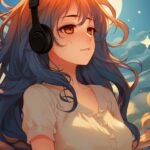 Anime girl star lofi YouTube channel logo for soothing music